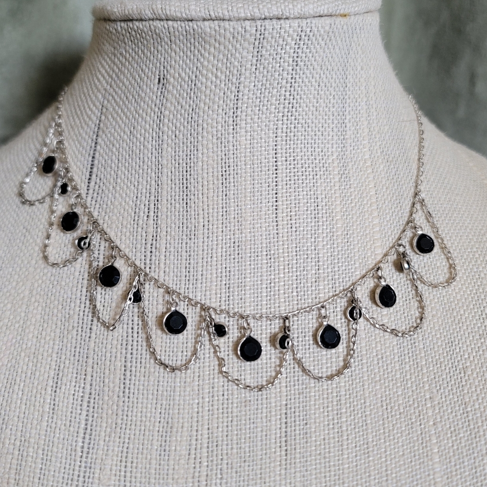 y2k Black & Silver Mobwife Regency Operacore Glam Romantic Vampire Necklace